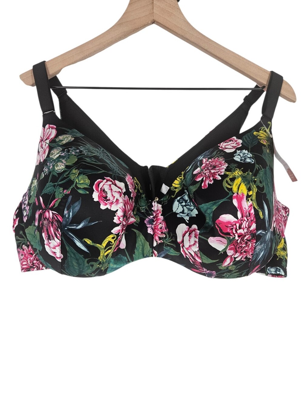 Lane Bryant Cacique Dark Floral Lightly Lined Balconette Bra Size 46DD NWT